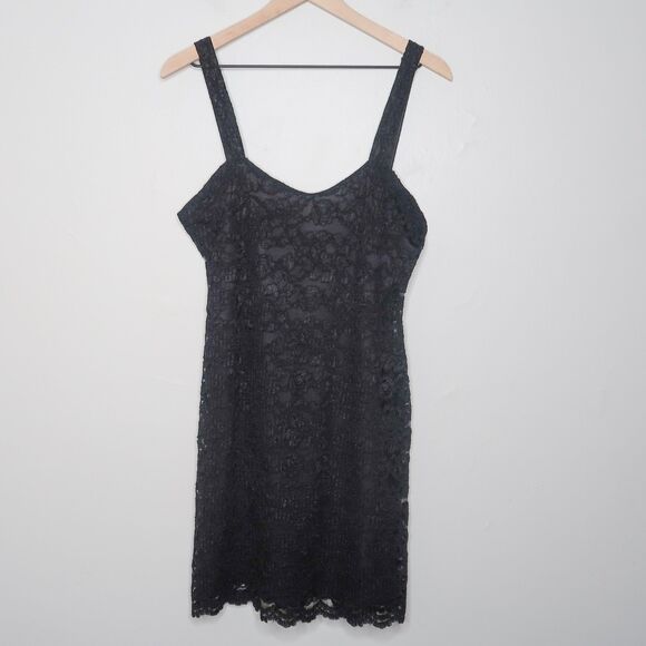 Maryann's Boutique VTG Womens Mini Dress Large Black Floral Lace Going Out Event - Picture 1 of 9